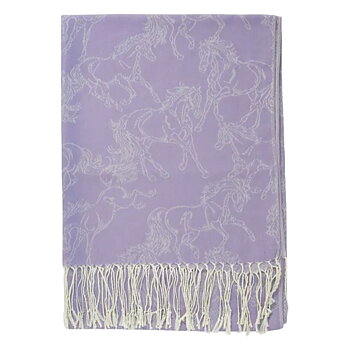 Shawl AWST Intl Horse Motif Linear Horses Violet