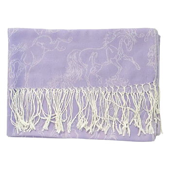 Shawl AWST Intl Horse Motif Linear Horses Violet