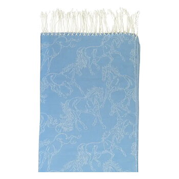 Shawl AWST Intl Horse Motif Linear Horses Blue
