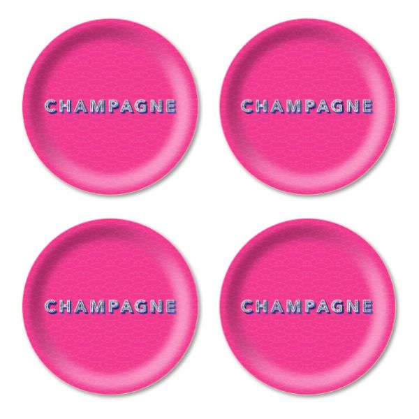 Coasters set/4 Champagne bright pink