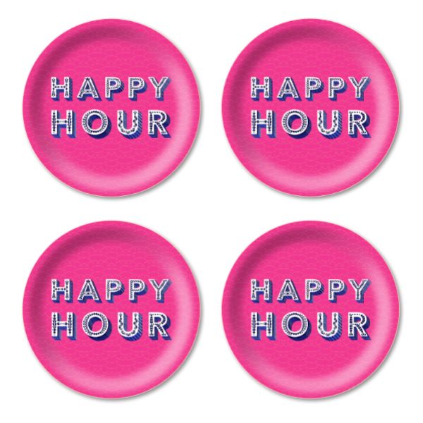 Coasters set/4 Happy hour bright pnk