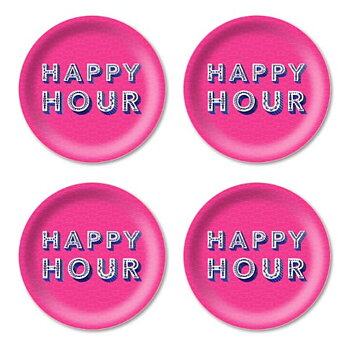 Coasters set/4 Happy hour bright pnk
