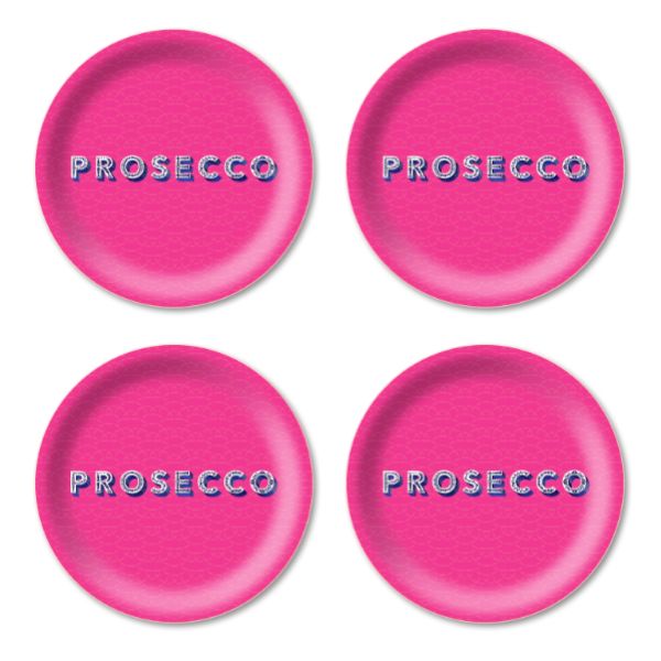 Coasters set/4 Prosecco bright pink