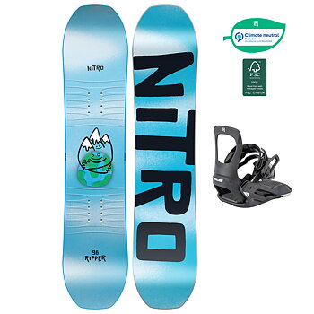 Nitro Snowboard Set - Ripper Kids 106 + Micro Charger Ultra Black XS