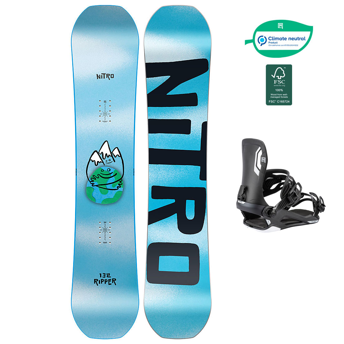 NITRO RIPPER スノーボード 96cm ビンディング セット キッズ Nitro Snowboardpaket - Ripper Youth 137 + Talent Ultra Black M