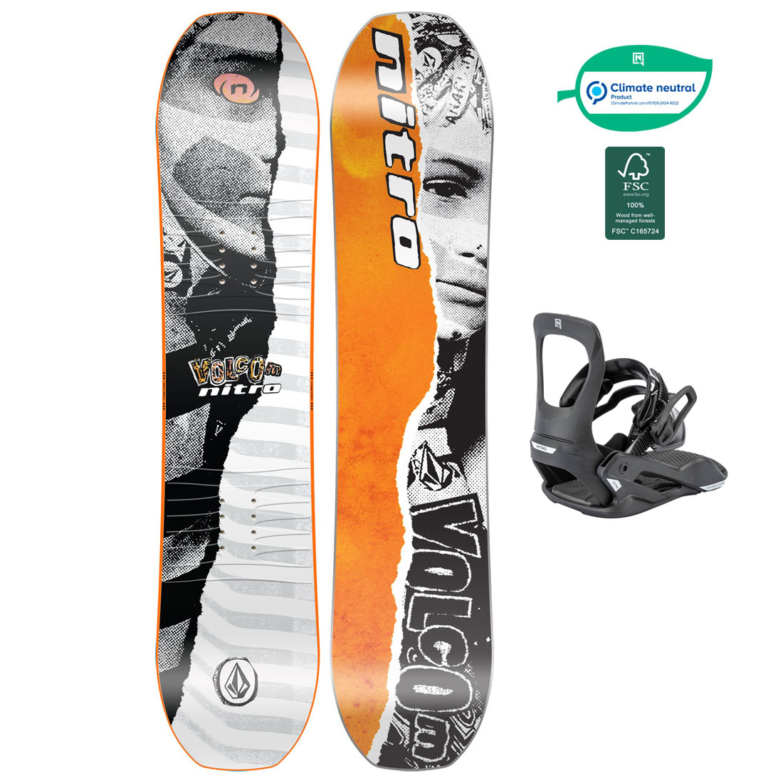 Nitro Snowboardpaket - Ripper Kids x Volcom 96 + Charger Micro Ultra Black XS