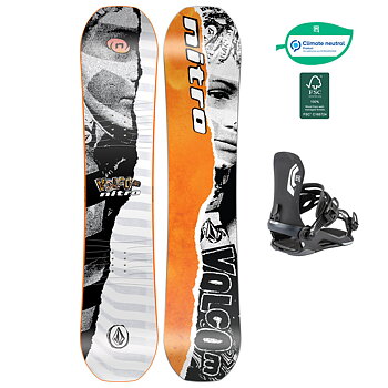 Nitro Snowboardpaket - Ripper Kids x Volcom 116 + Charger Mini Ultra Black S