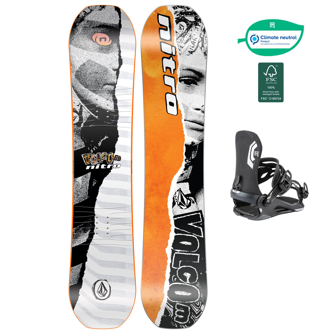 Nitro Snowboardpaket - Ripper Kids x Volcom 121 + Charger Mini Ultra Black S