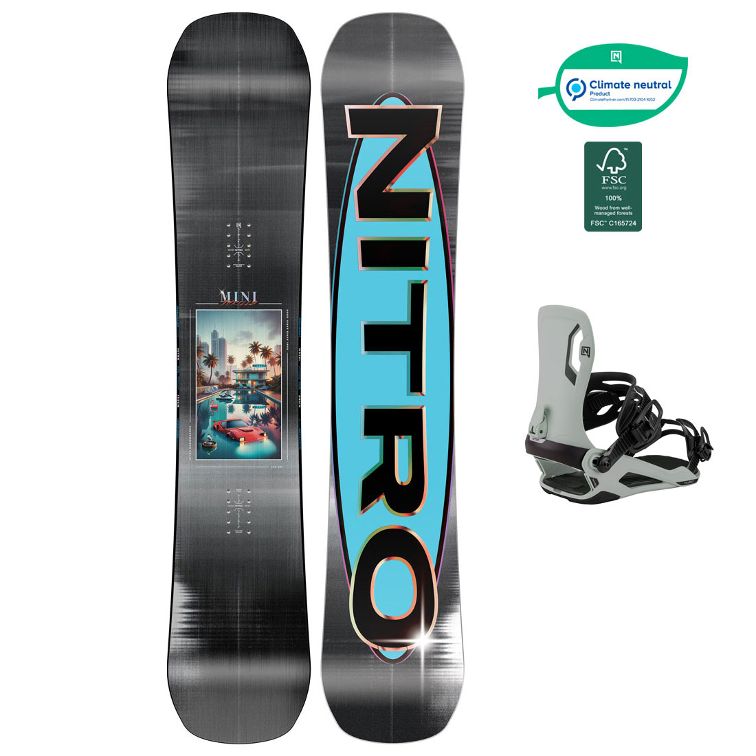 Nitro Snowboard Set - Mini Thrills 148 + Talent Neutral Grey M