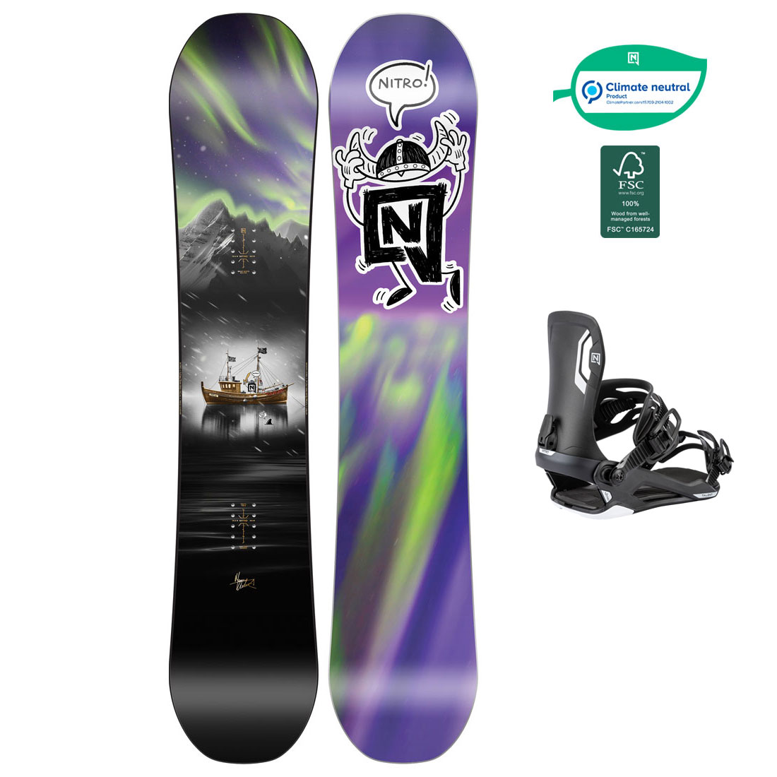 スノーボードセットNitro T1 152 Union Contact Pro Nitro Snowboardpaket - Future Team Pro Mk 147 + Talent Ultra Black