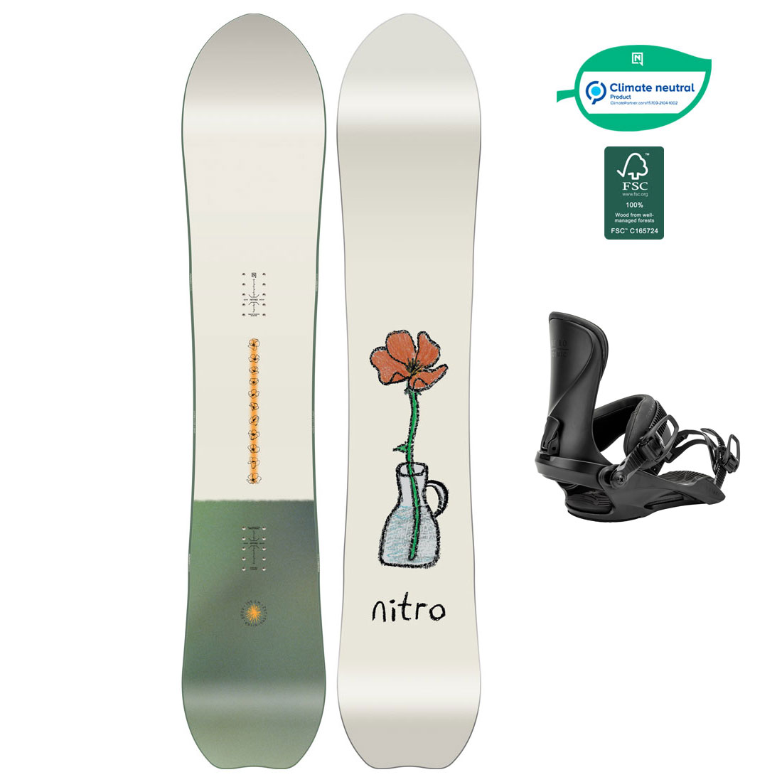 Nitro Snowboard Set - Drop 142 + Cosmic Ultra Black S/M