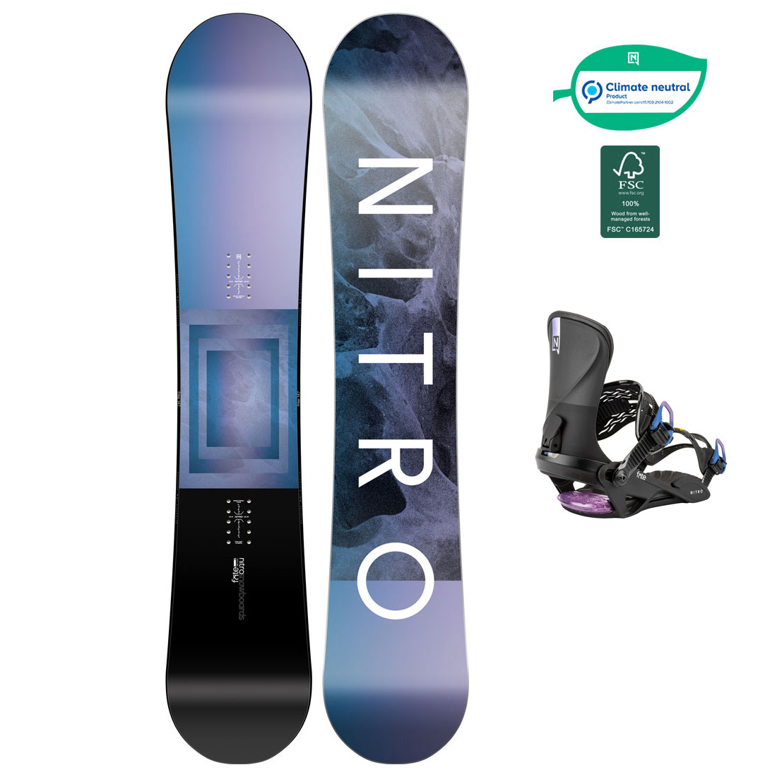 Nitro Snowboard Set - Fate 150 + Fate Ultra Black S/M