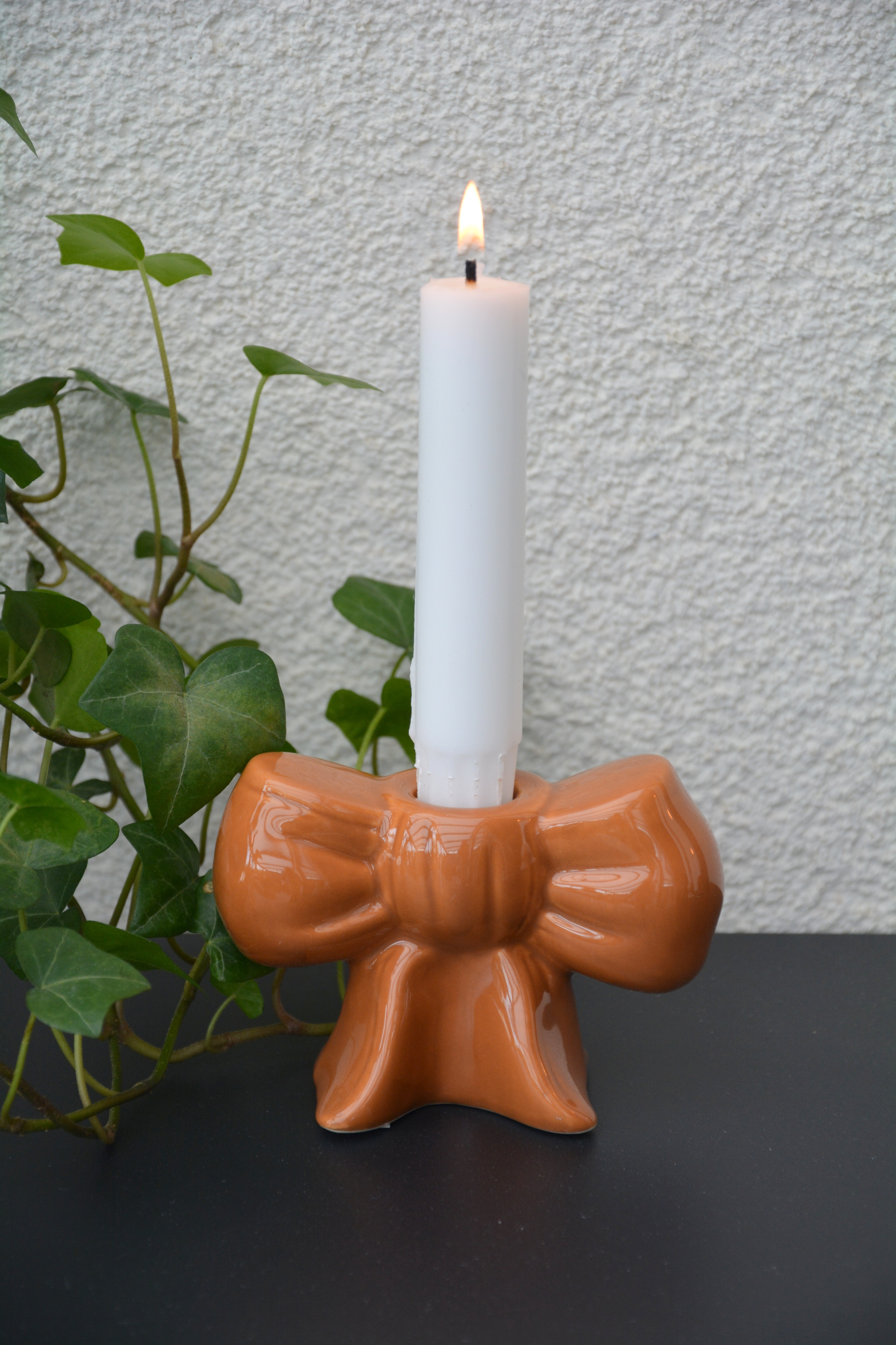 Ljusstake rosett ockra 11 cm keramik