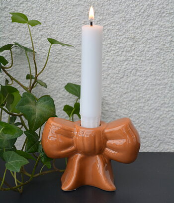 Ljusstake rosett ockra 11 cm keramik