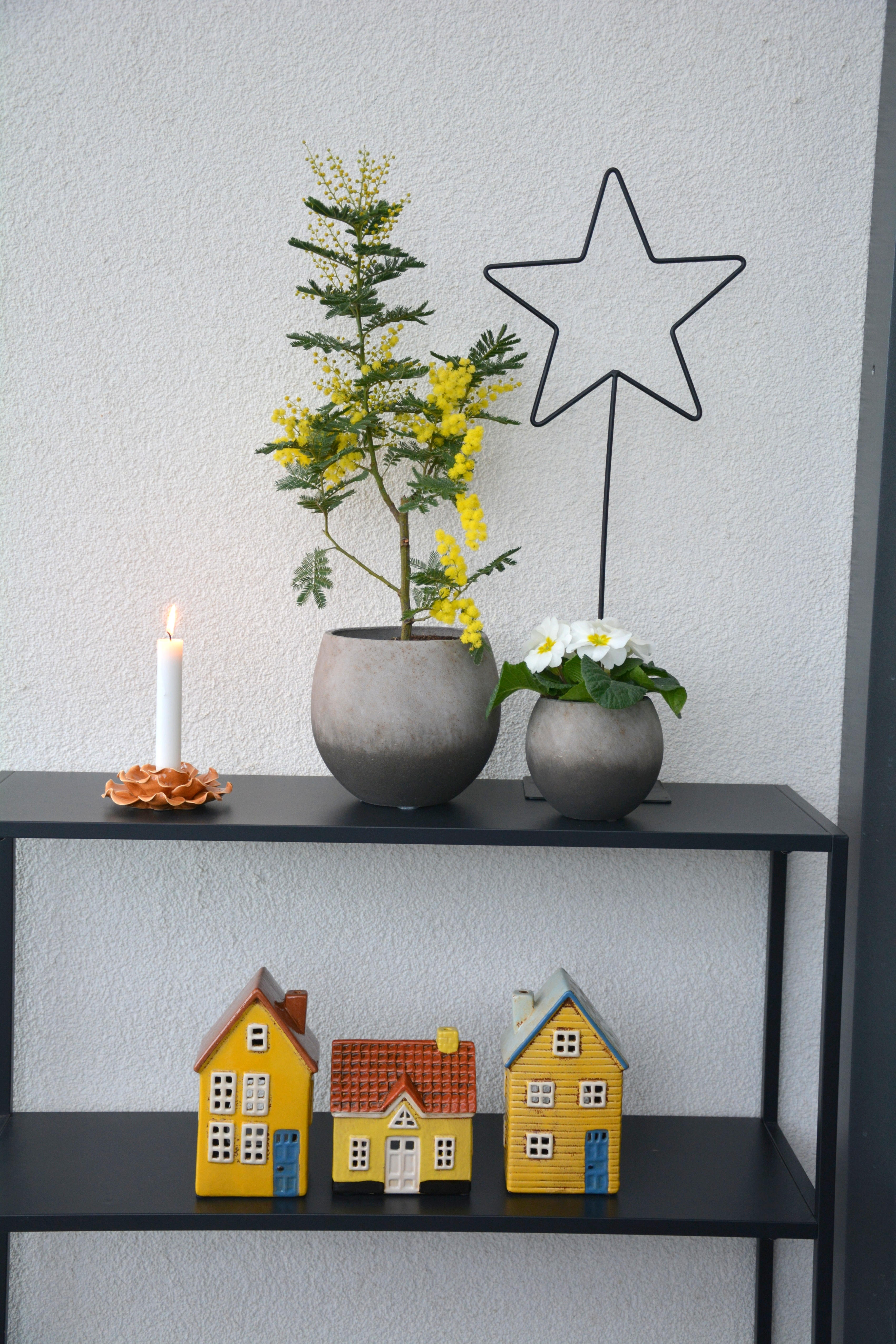 Ljuslykta blomma i keramik ockra 11,5 cm - 3