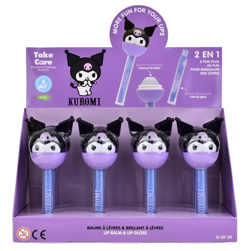 Kuromi Lollipop Läppbalsam med Kokos smak & Läppglans med Cola smak - 5