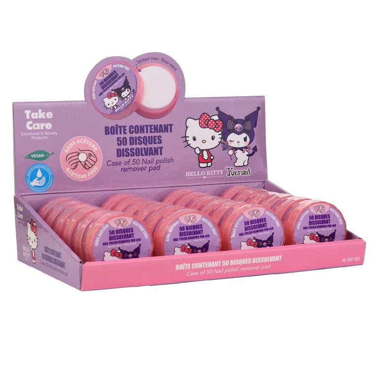 Hello Kitty & Kuromi nagellacksborttagningspads med doft av Rose - 50 st - 5