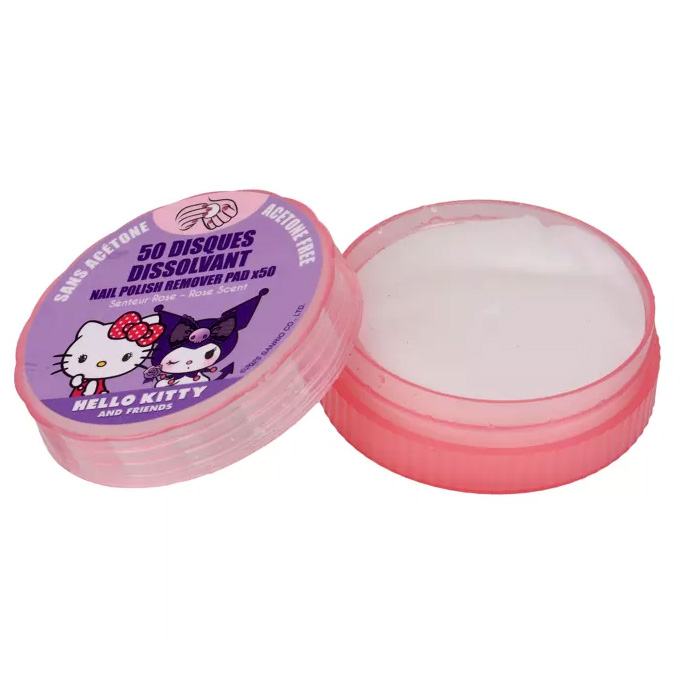 Hello Kitty & Kuromi nagellacksborttagningspads med doft av Rose - 50 st - 2