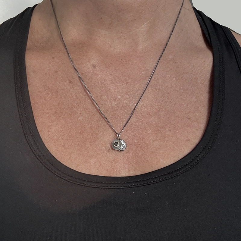 Diamond pendant DIAMONDS ARE FOREVER oxiderat silver/14k gold - 8