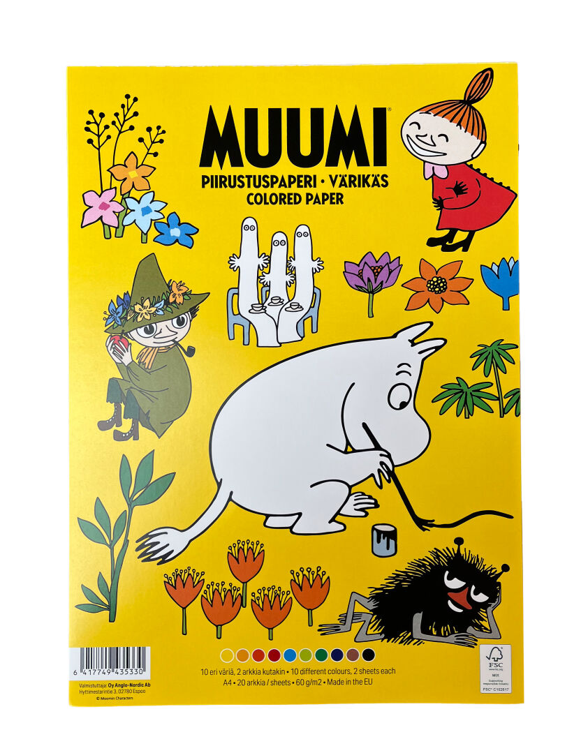 Mumin Ritblock A4 - Färgade papper