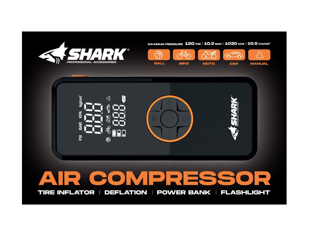 Portabel Luftkompressor 12V & Batteridriven 150 PSI – SHARK BP-150 - 5