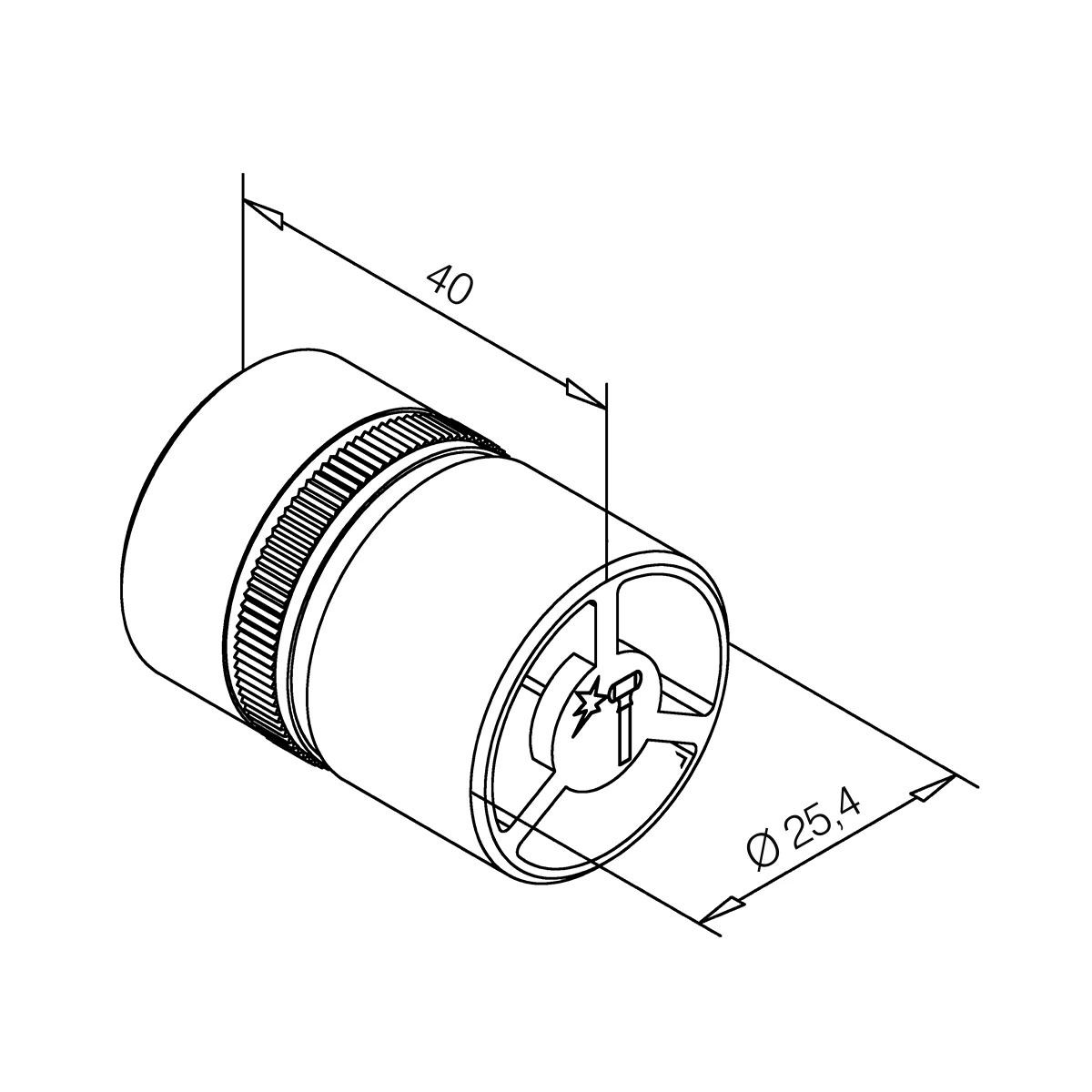 Innvendig rørskjøt Classic - 25,4 mm - 2