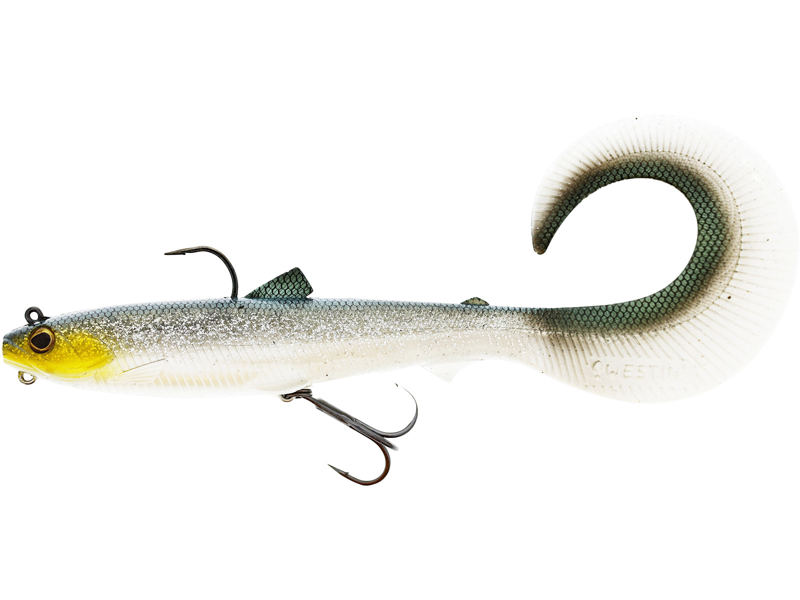 Westin Bullteez curltail är en färdigriggad gäddjigg på 16cm. Med en förförisk gång lockar den stora gäddor