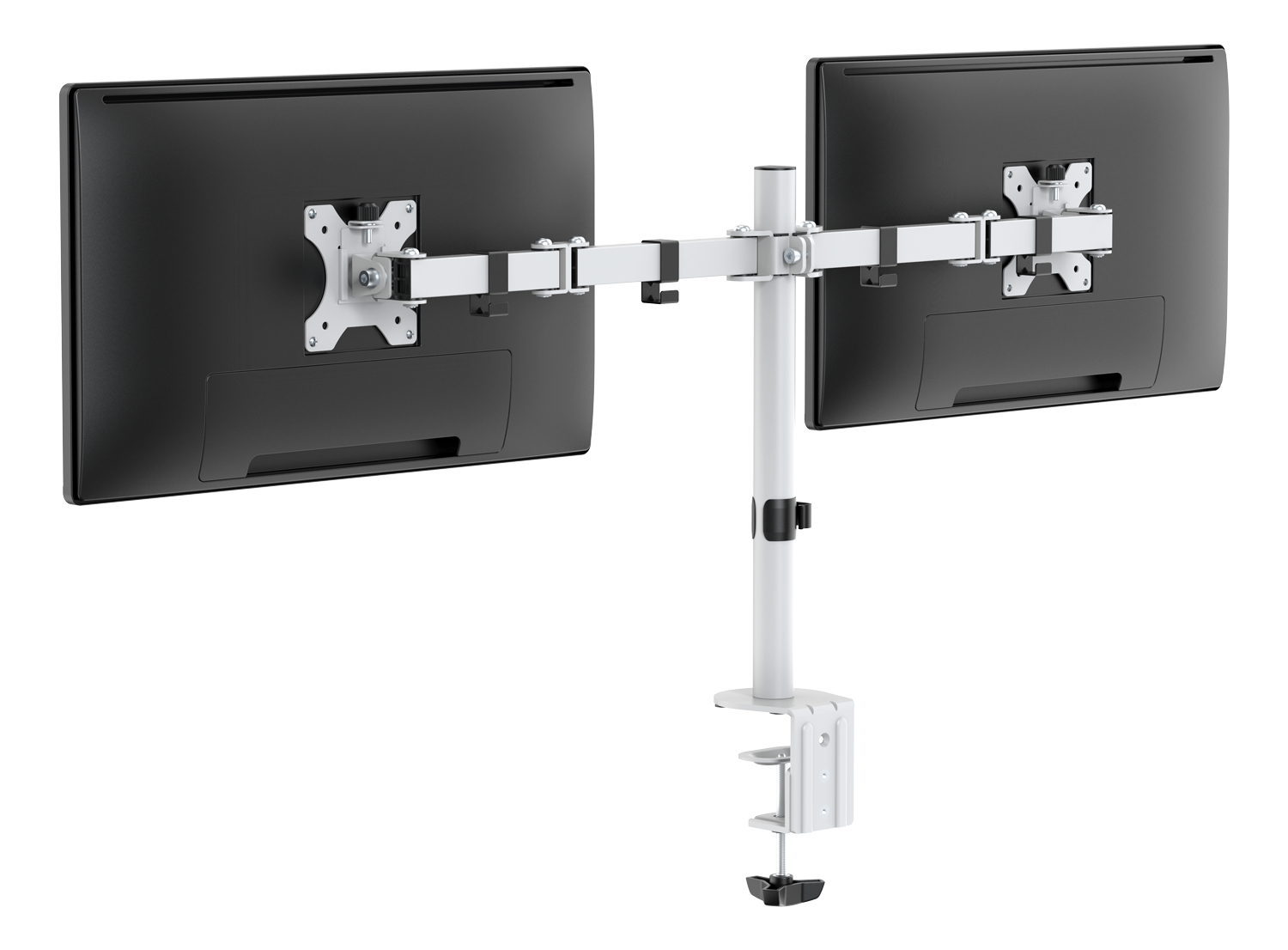 Deltaco Gaming Dual-monitor skrivbordsfäste, 13"-32" skärmar, vit - 2