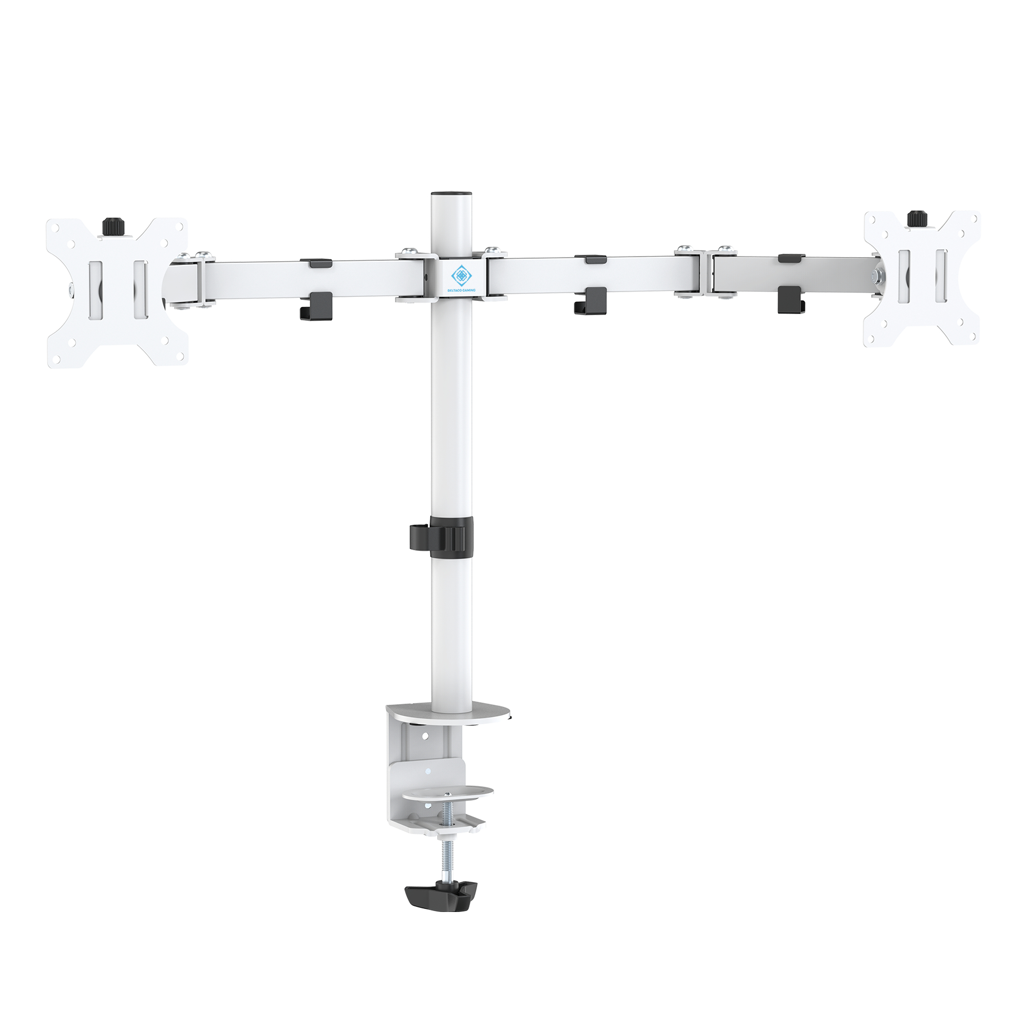 Deltaco Gaming Dual-monitor skrivbordsfäste, 13"-32" skärmar, vit - 6