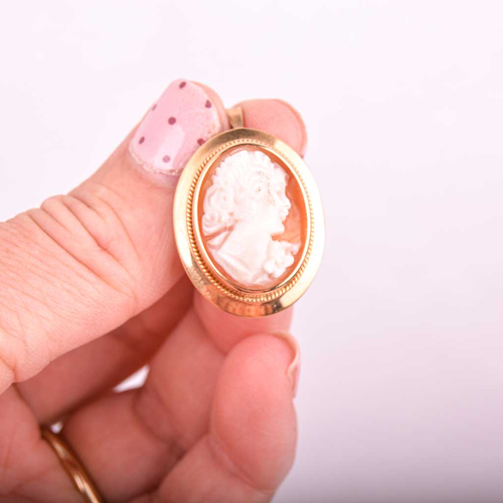 Camé-vedhæng/broche, vintage - 3