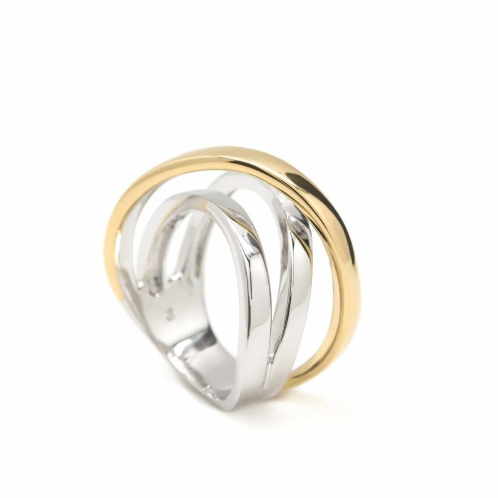 Lineargent embarced two tone Ring  - 2