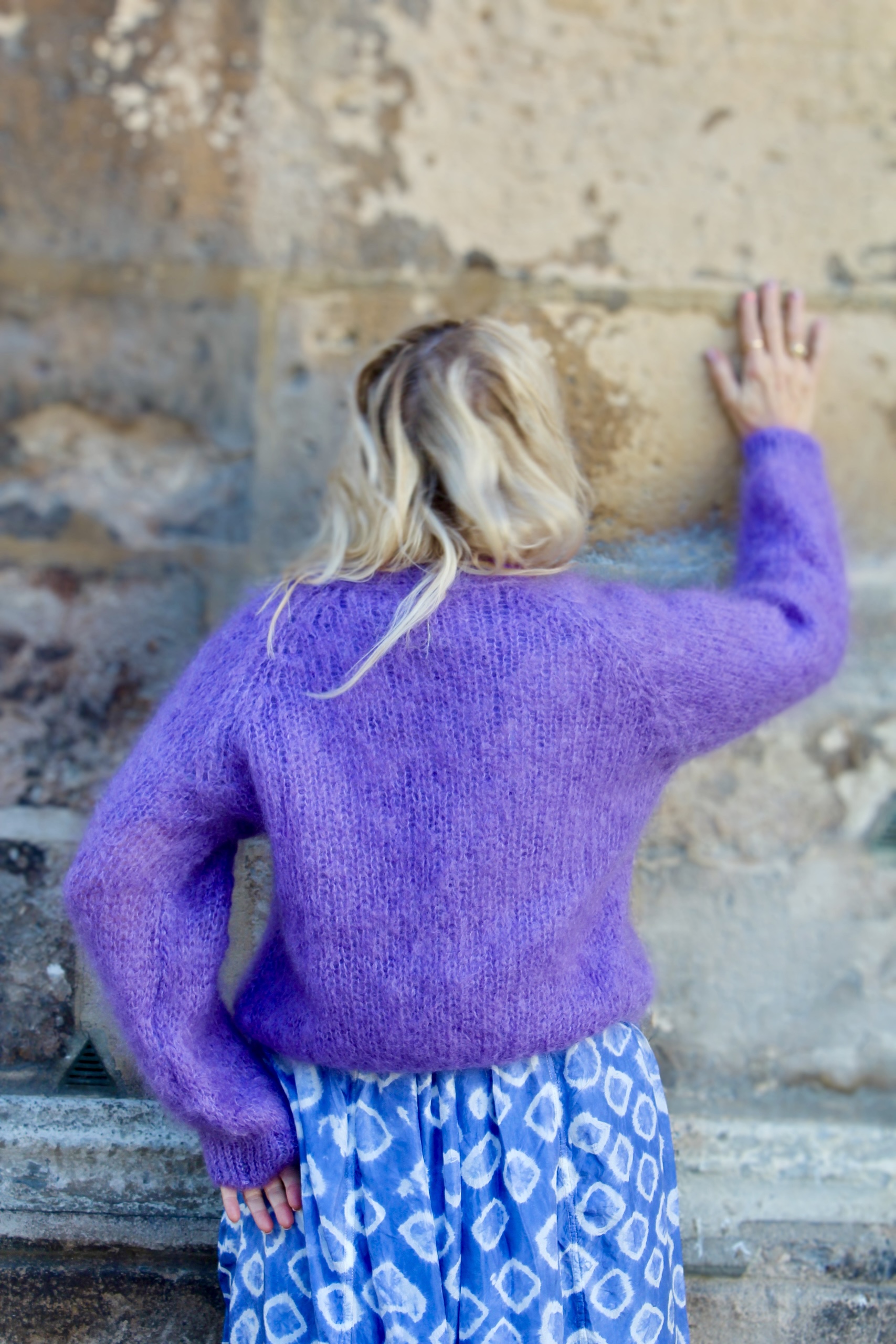 COOL MOHAIR WOOL MIX CARDIGAN PALE PURPLE - 4