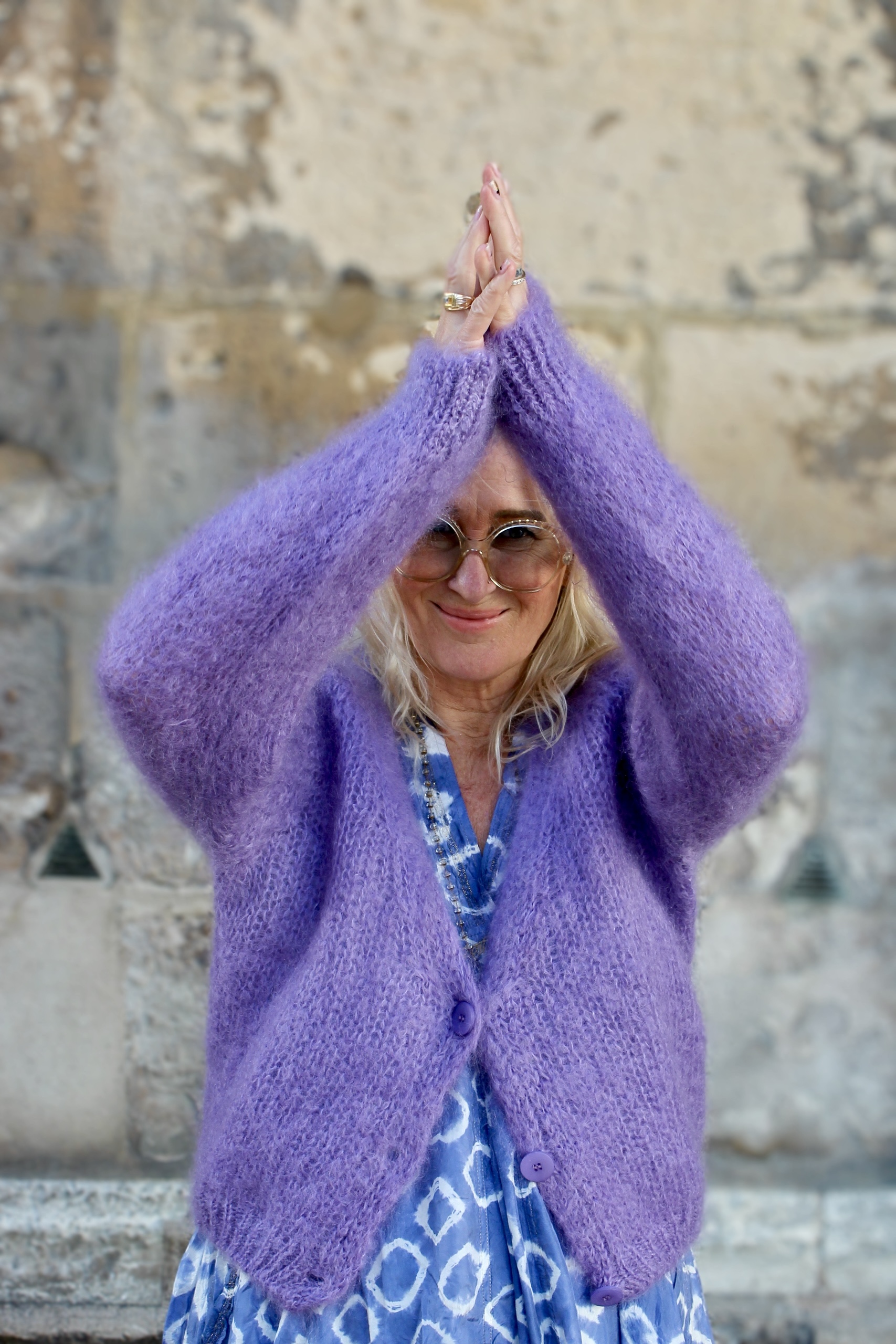COOL MOHAIR WOOL MIX CARDIGAN PALE PURPLE - 3