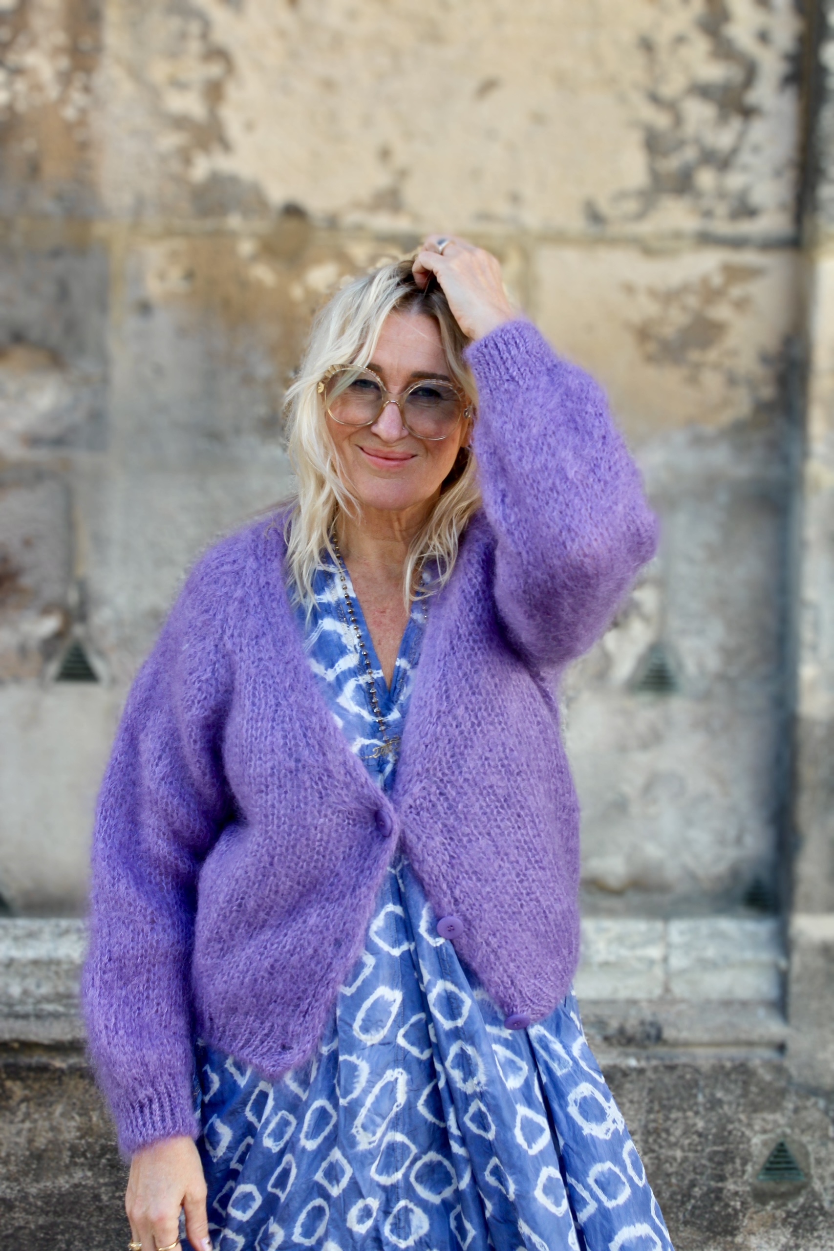 COOL MOHAIR WOOL MIX CARDIGAN PALE PURPLE