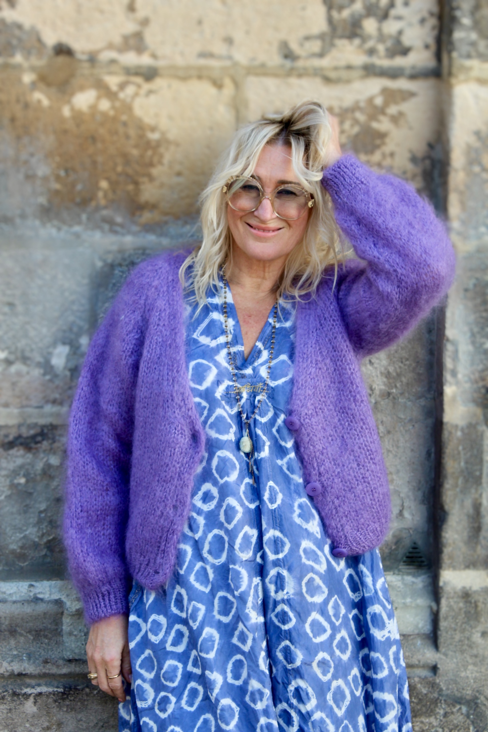 COOL MOHAIR WOOL MIX CARDIGAN PALE PURPLE