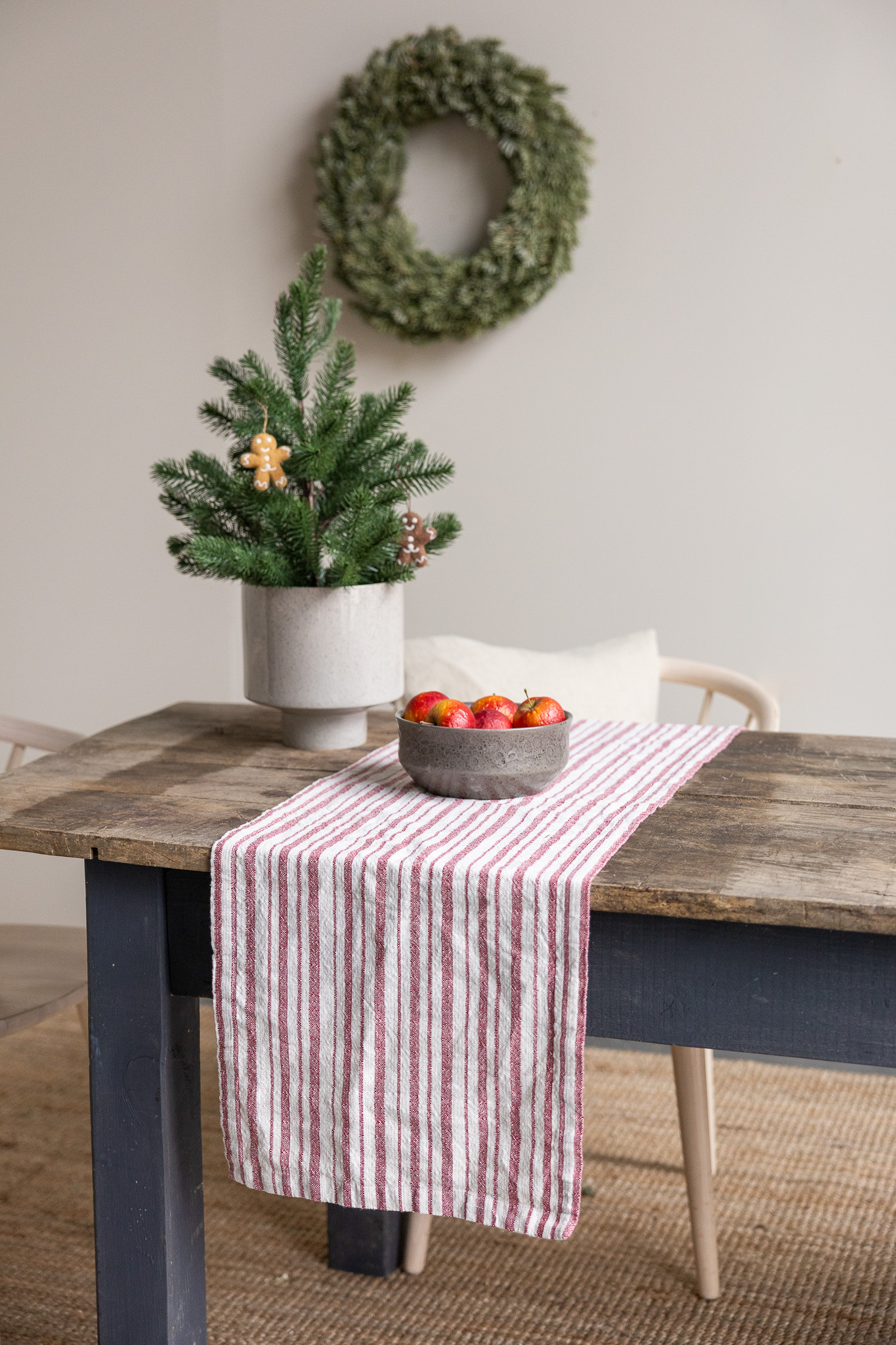 Karlelund - Natural White/Red Runner - 120x35 cm