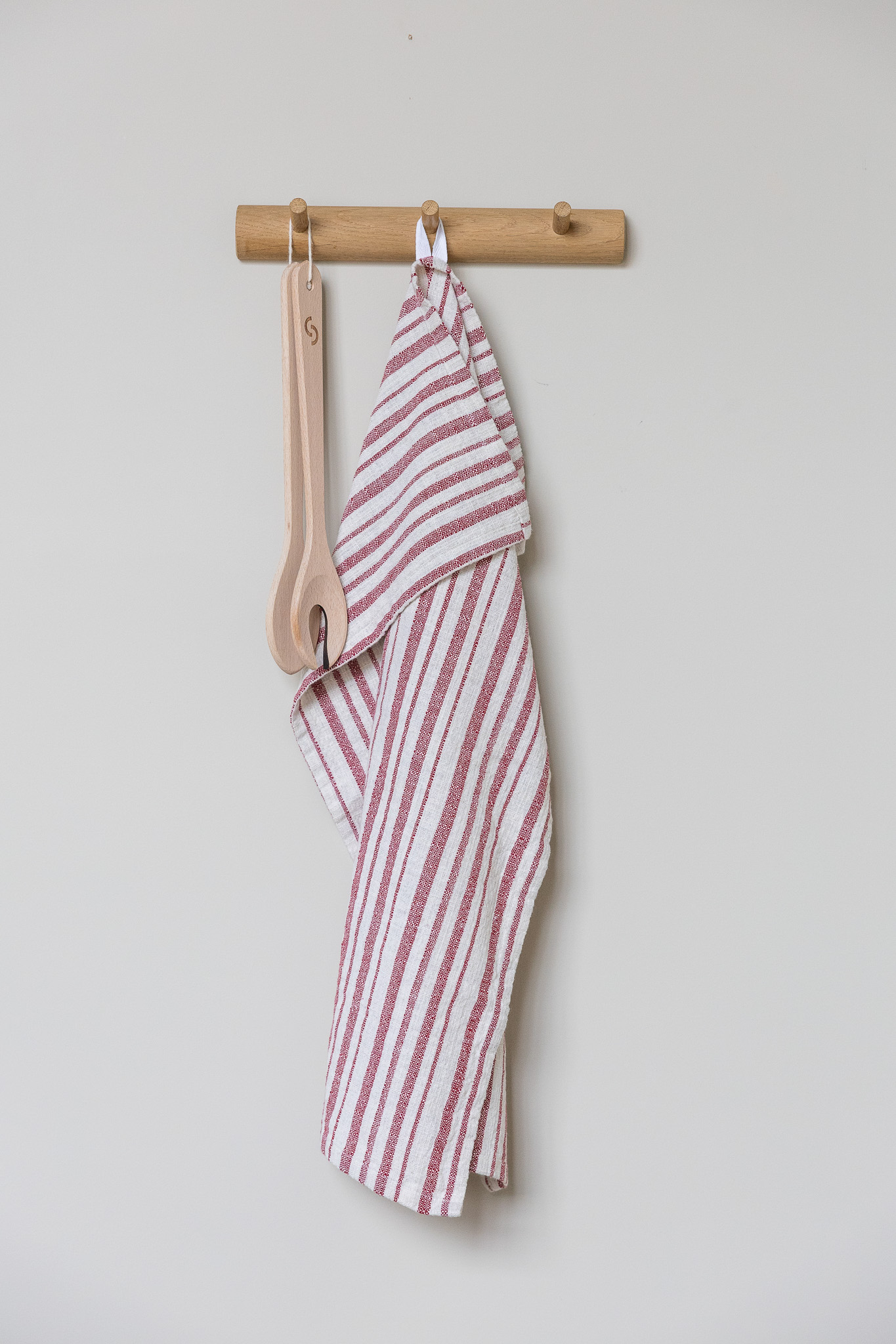 Karlelund kitchen towel - Natural white/Red - 45x65 cm - 3