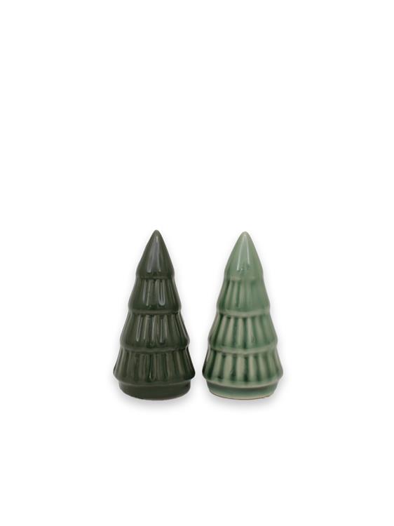 2 st granar i keramik ljusgrön / mörkgrön L 8 cm - 4