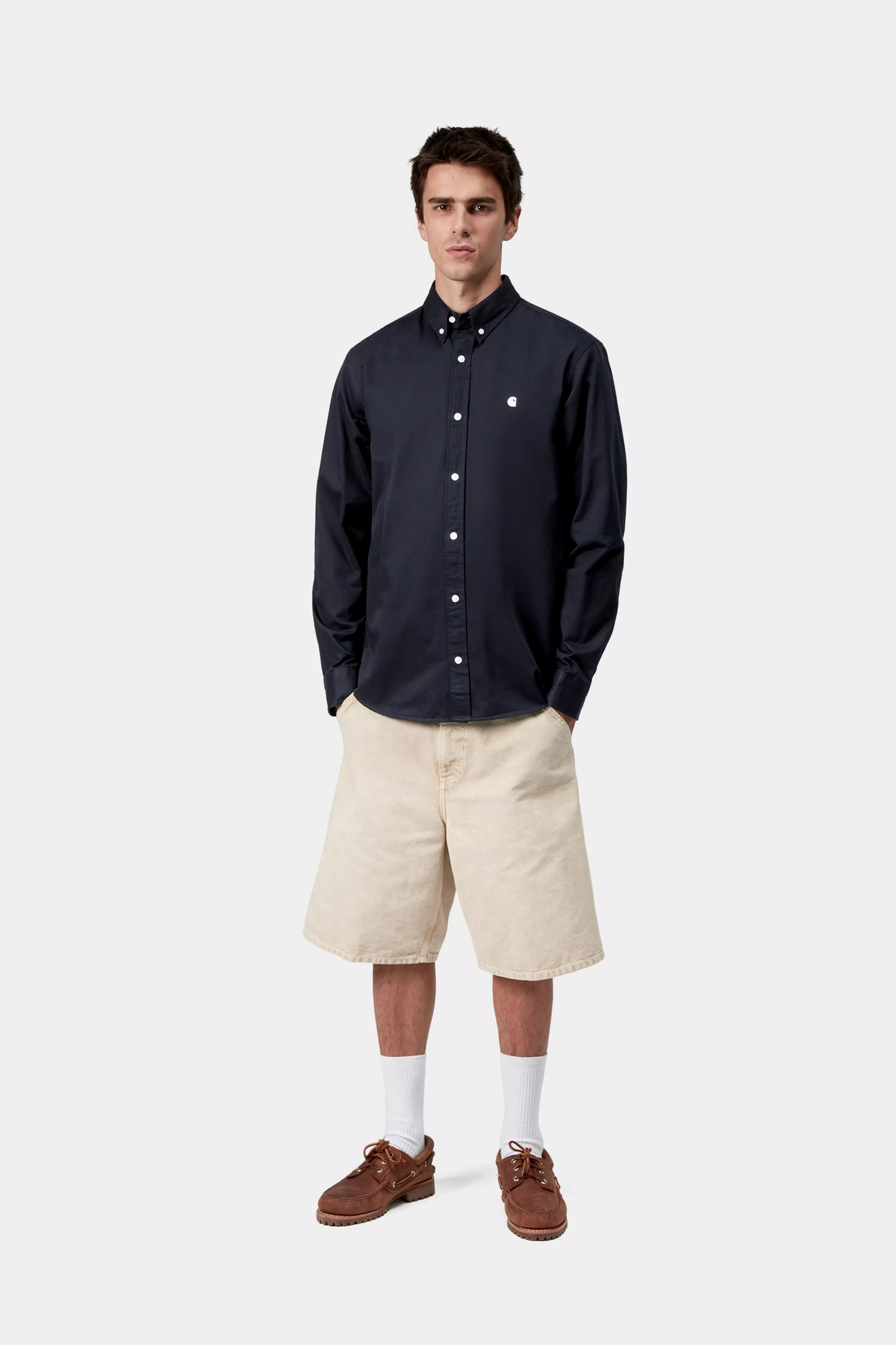 Carhartt WIP Madison Long Sleeve Shirt Navy/ Wax - 4
