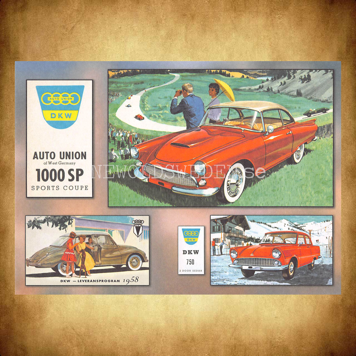 DKW 1958 - 1000 SP SPORTS COUPE - DKW 750 - Vykort A5 - 2