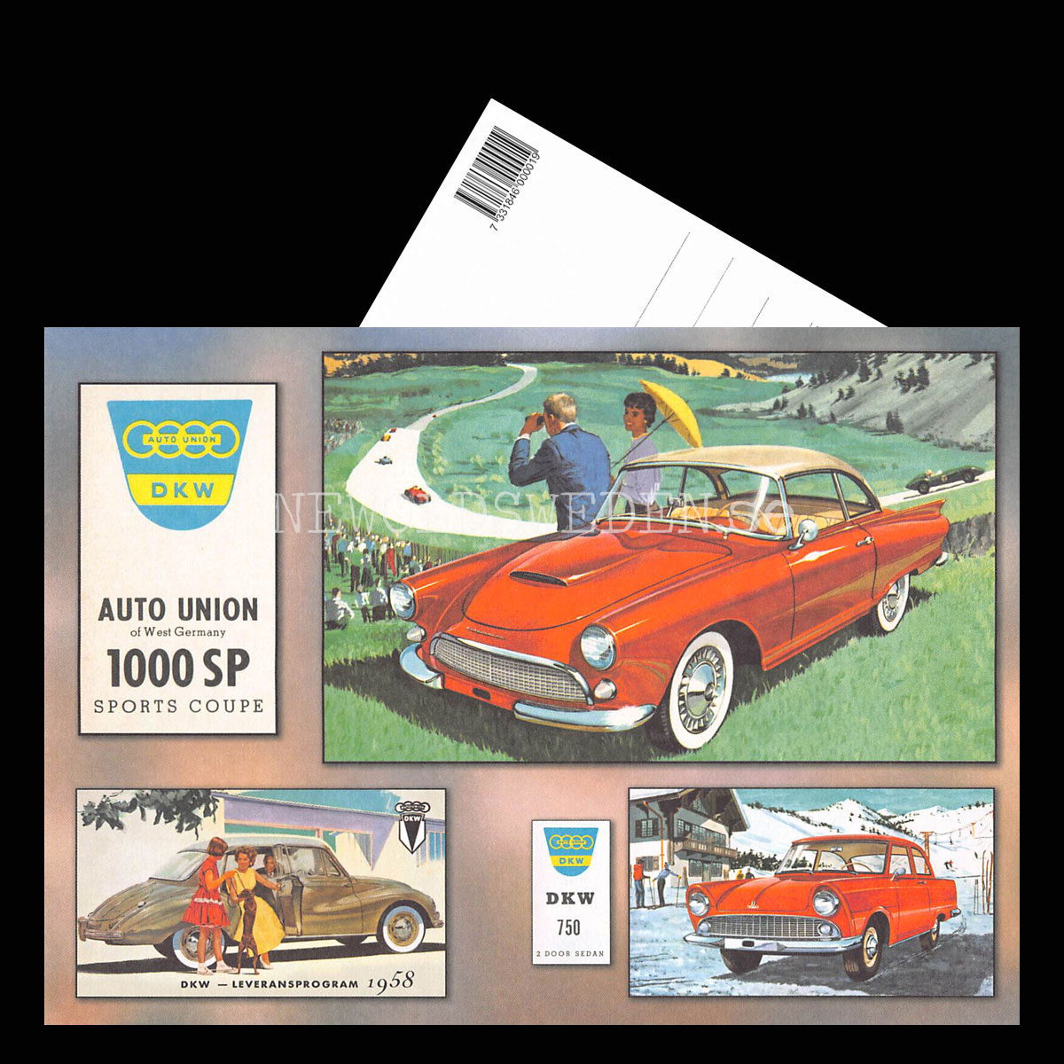 DKW 1958 - 1000 SP SPORTS COUPE - DKW 750 - Vykort A5 - 3
