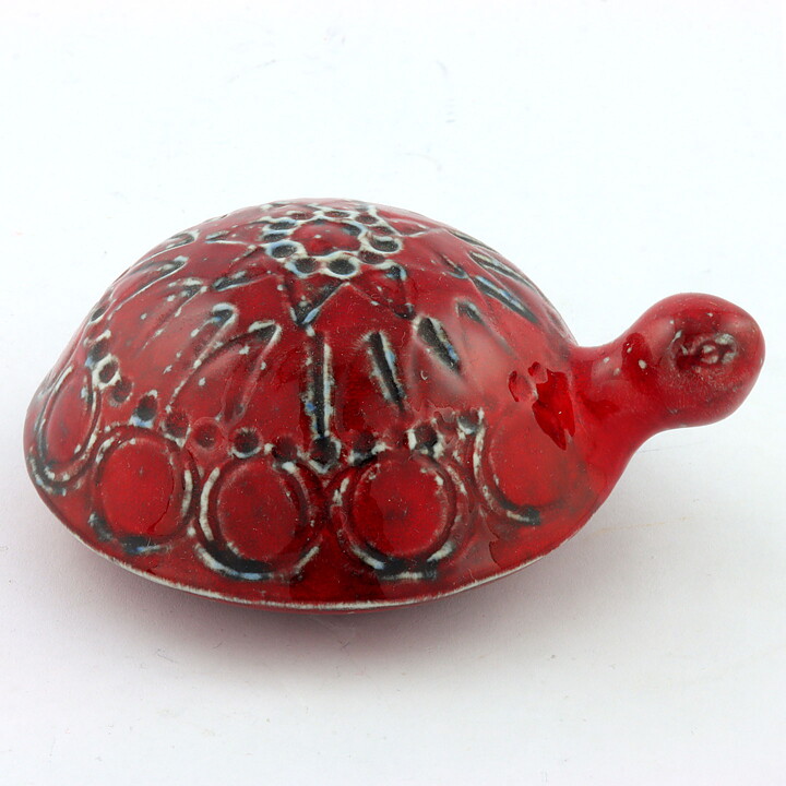Lisa Larson (Sköldpaddor 1963) Red Turtle with Relief Decor 12 cm (3)