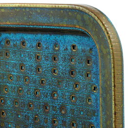 Wilhelm Kåge (Farsta 1960) Quadratic Bowl with Green/Turquoise Glaze 26 cm