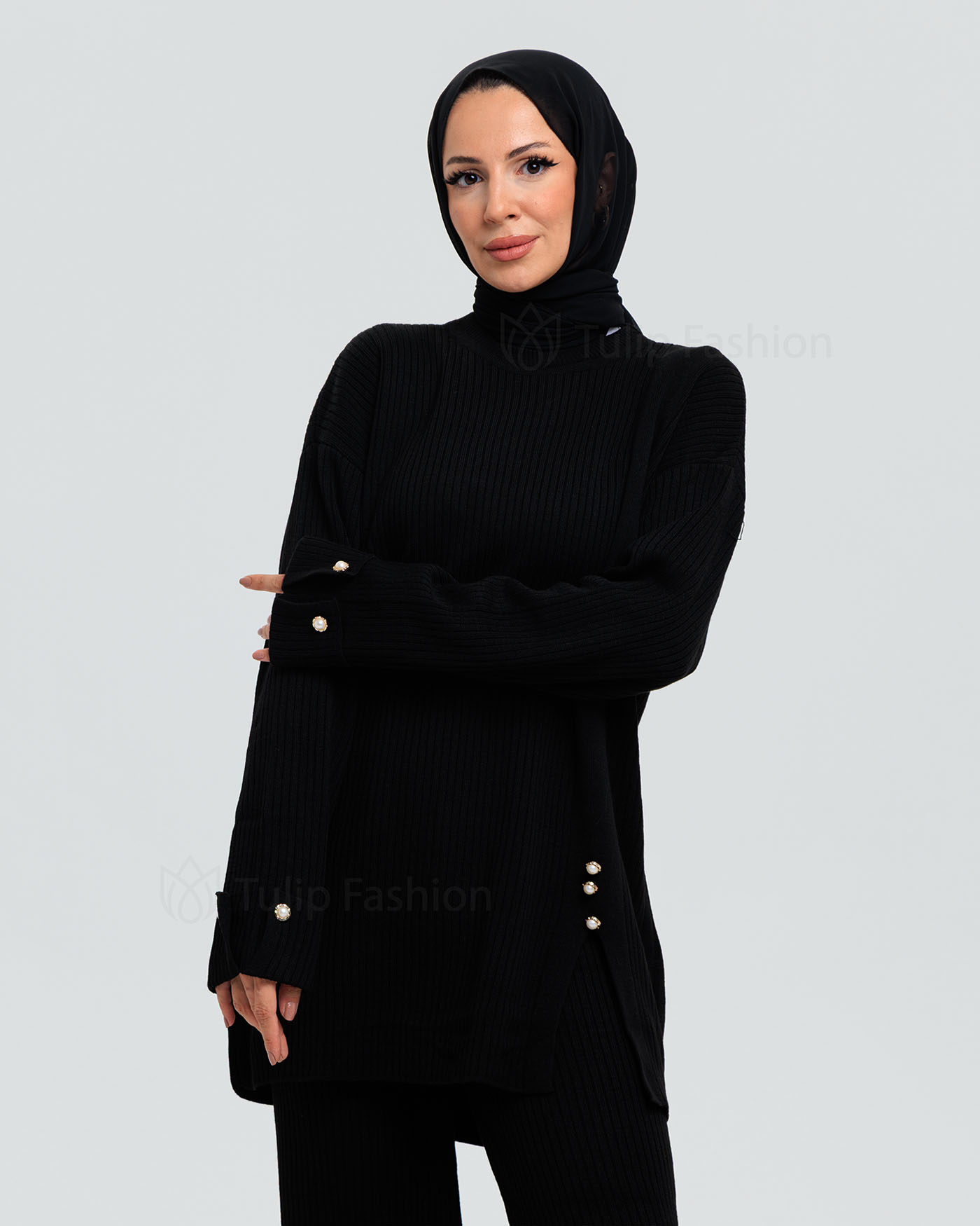Tunic set with pants - Black - 7