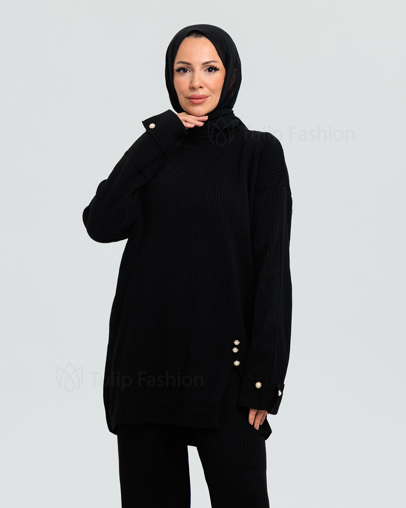 Tunic set with pants - Black - 6