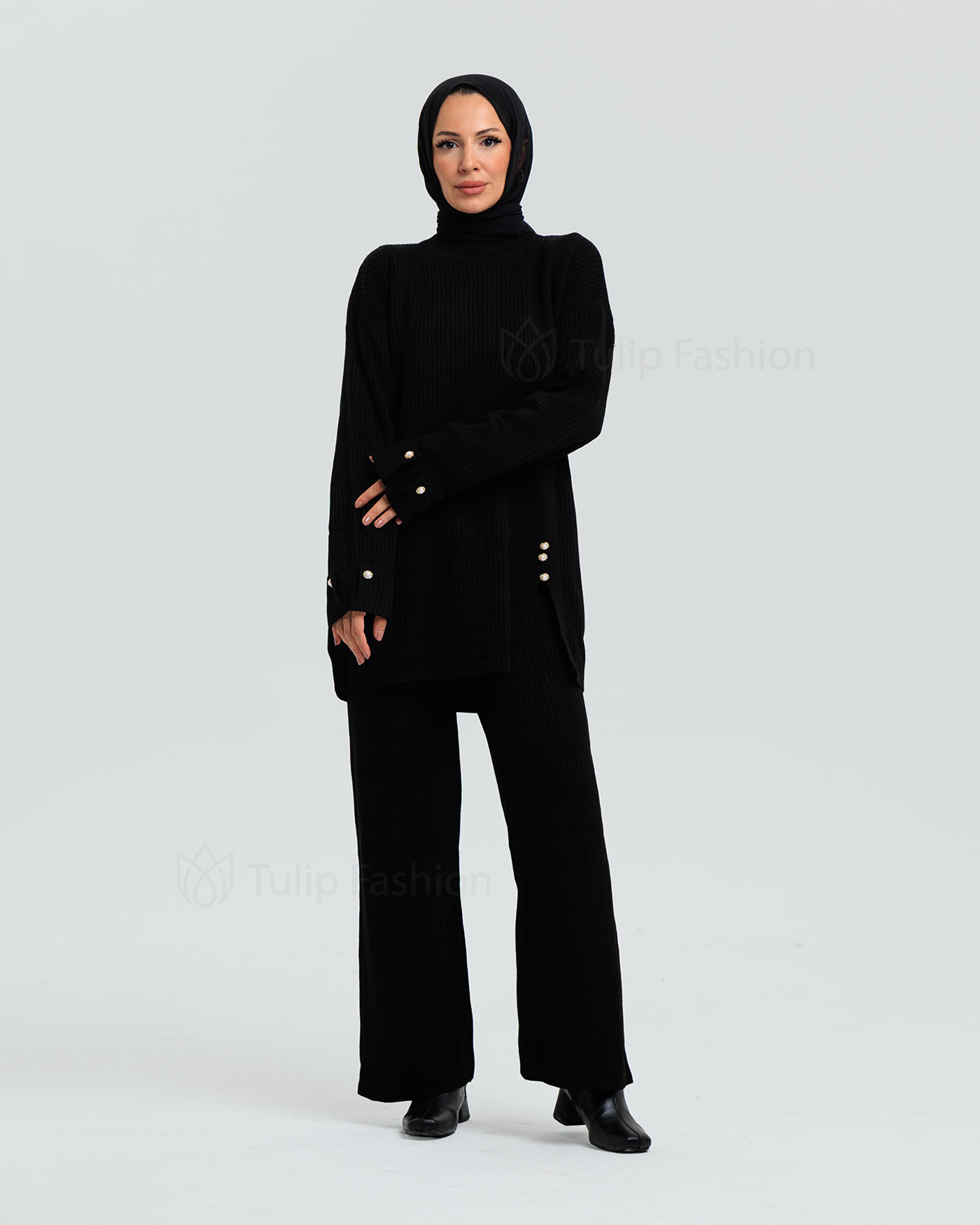 Tunic set with pants - Black