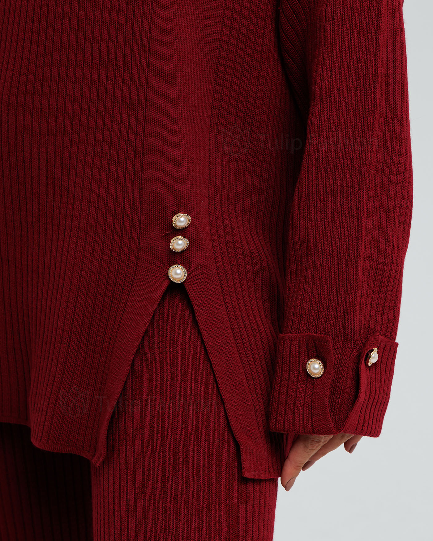 Tunic set with pants - Maroon - 7