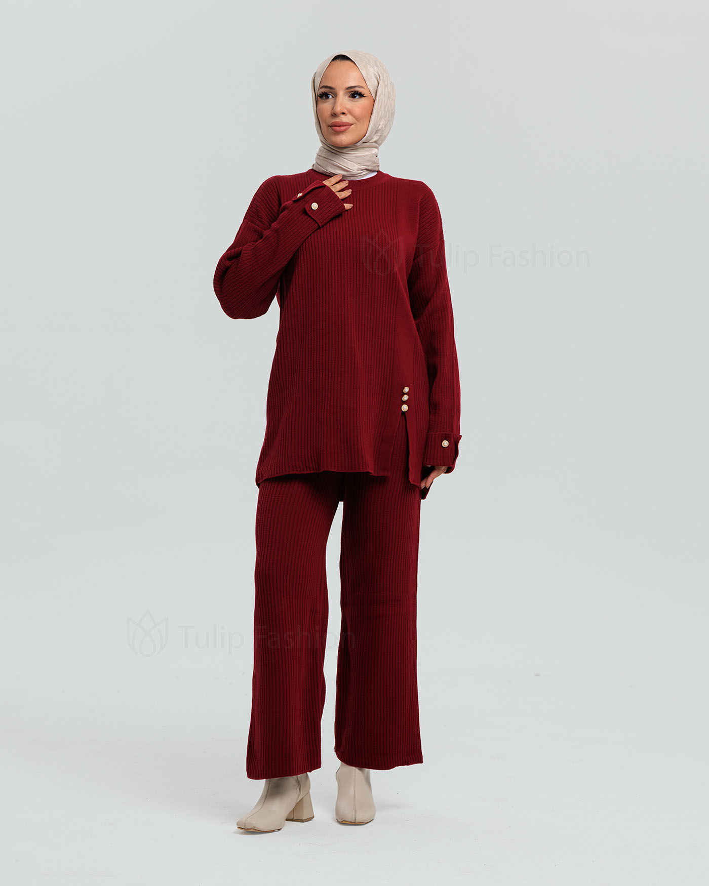 Tunic set with pants - Maroon