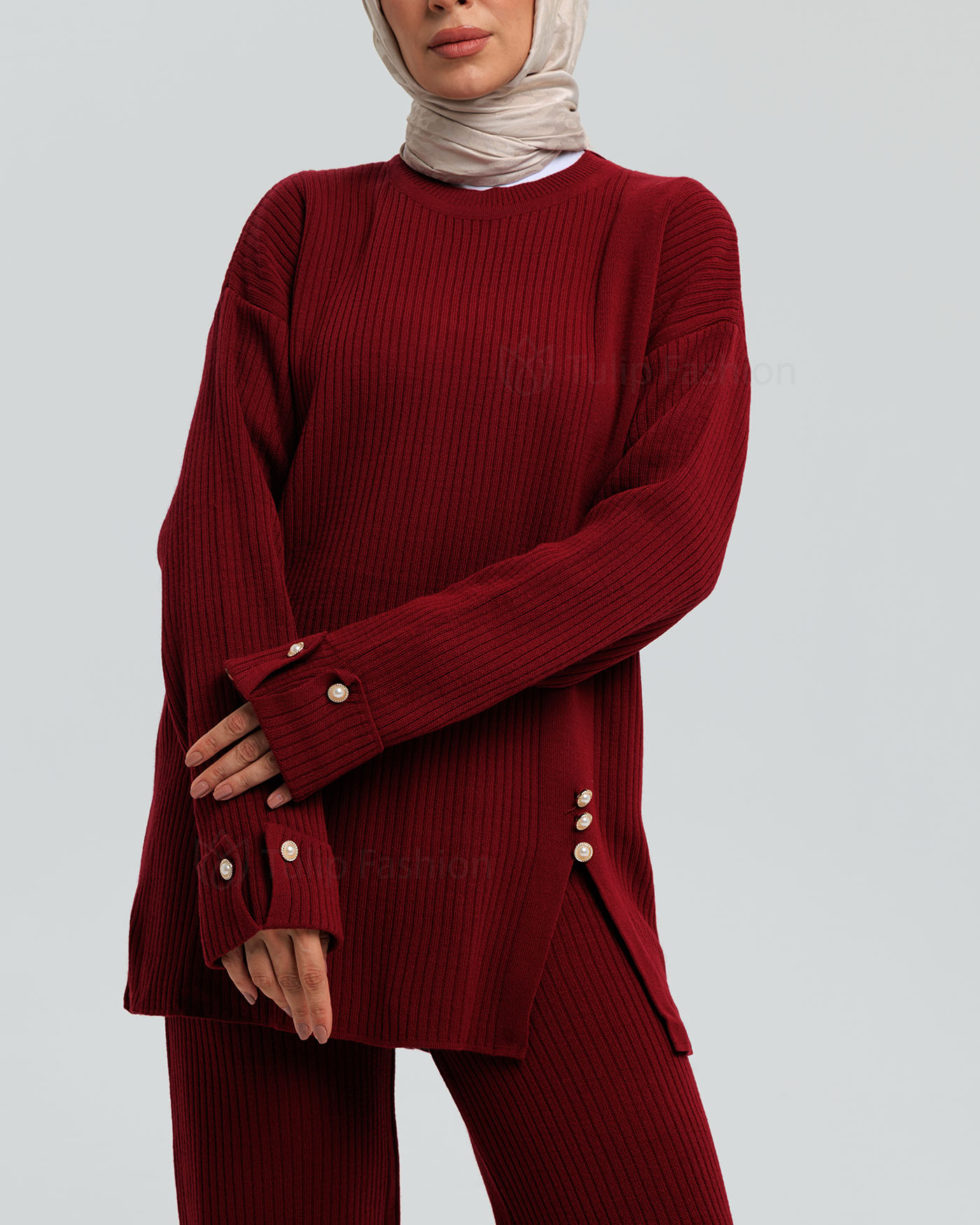 Tunic set with pants - Maroon - 6