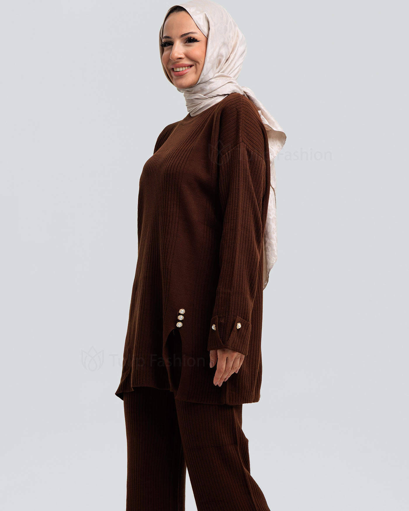 Tunic set with pants - Dark Brown - 6